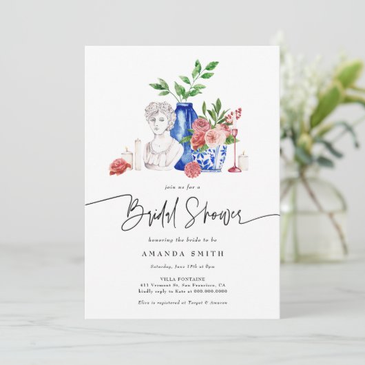 Vrijgezellenfeest van mediterrane blauwe tegels ro kaart (Staand voorkant)