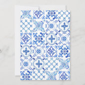 Vrijgezellenfeest van mediterrane blauwe tegels ro kaart (Achterkant)