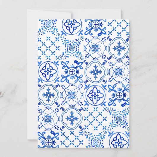 Vrijgezellenfeest van mediterrane blauwe tegels ro kaart (Achterkant)
