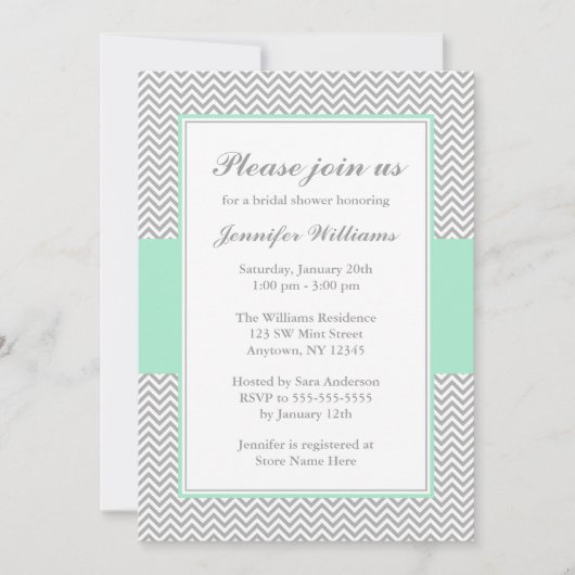 Vrijgezellenfeest van Mint en Gray Chevron Kaart (Voorkant)
