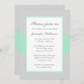 Vrijgezellenfeest van Mint en Gray Chevron Kaart (Voorkant / Achterkant)