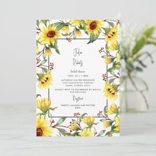 Vrijgezellenfeest van moderne zonnebloempitten voo kaart (Staand voorkant)