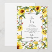 Vrijgezellenfeest van moderne zonnebloempitten voo kaart (Voorkant / Achterkant)