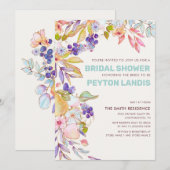 Vrijgezellenfeest van mosterdblauw roze vruchten kaart (Voorkant / Achterkant)