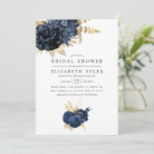 Vrijgezellenfeest van Navy Blue en Gold  Roos Kaart (Staand voorkant)