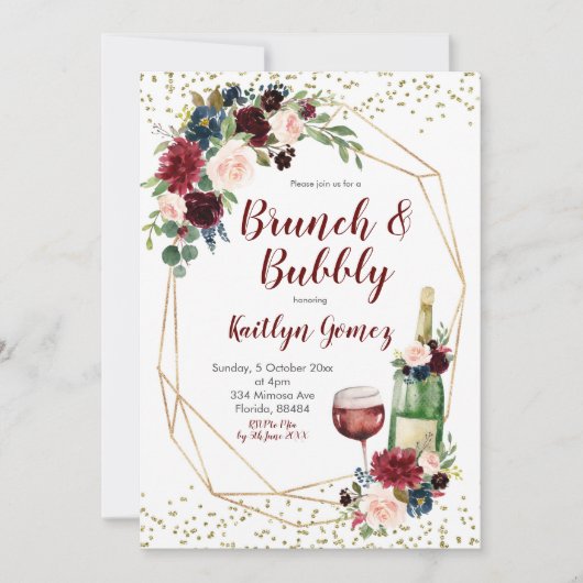 Vrijgezellenfeest van Navy Blue en Marsala Kaart (Voorkant)