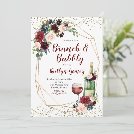 Vrijgezellenfeest van Navy Blue en Marsala Kaart (Staand voorkant)