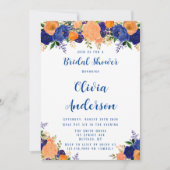 Vrijgezellenfeest van Navy Blue en Oranje Florals Kaart (Voorkant)