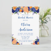 Vrijgezellenfeest van Navy Blue en Oranje Florals Kaart (Staand voorkant)