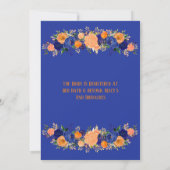 Vrijgezellenfeest van Navy Blue en Oranje Florals Kaart (Achterkant)