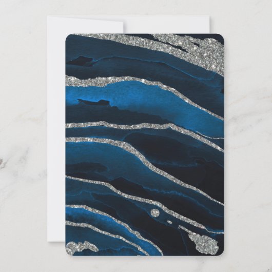 Vrijgezellenfeest van Navy Blue en Silver Glitter  Kaart (Achterkant)