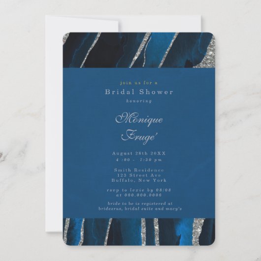 Vrijgezellenfeest van Navy Blue en Silver Glitter  Kaart (Voorkant)