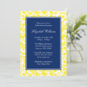 Vrijgezellenfeest van Navy Blue en Yellow Swirls D Kaart (Staand voorkant)