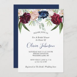 Vrijgezellenfeest van Navy Blue Floral Greenery Kaart