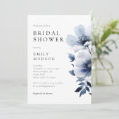 Vrijgezellenfeest van Navy Blue Floral Kaart (Staand voorkant)