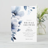 Vrijgezellenfeest van Navy Blue Floral Kaart (Staand voorkant)
