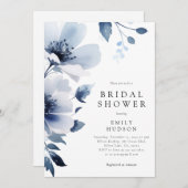 Vrijgezellenfeest van Navy Blue Floral Kaart (Voorkant / Achterkant)