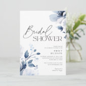 Vrijgezellenfeest van Navy Blue Floral Kaart (Staand voorkant)