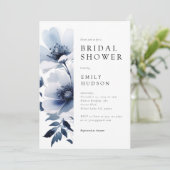 Vrijgezellenfeest van Navy Blue Floral Kaart (Staand voorkant)