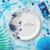 Vrijgezellenfeest van Navy Blue Floral Papieren Bordje (Feest)