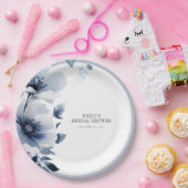 Vrijgezellenfeest van Navy Blue Floral Papieren Bordje (Feest)