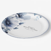 Vrijgezellenfeest van Navy Blue Floral Papieren Bordje (Gekanteld)