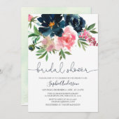 Vrijgezellenfeest van Navy en Blush Pink Bloom Flo Kaart (Voorkant / Achterkant)