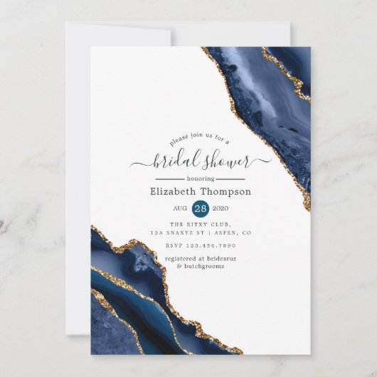 Vrijgezellenfeest van Navy en Gold Agate Kaart (Voorkant)