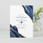 Vrijgezellenfeest van Navy en Gold Agate Kaart (Staand voorkant)