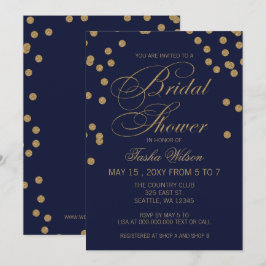 Vrijgezellenfeest van Navy en Gold Glitter Confett Kaart