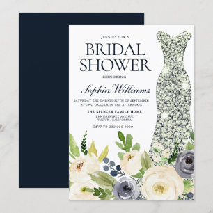 Vrijgezellenfeest van Navy & White Flowers Diamond Kaart
