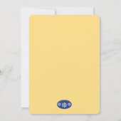 Vrijgezellenfeest van Navy & Yellow Retro Kitchen Kaart (Achterkant)