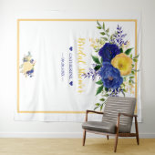 Vrijgezellenfeest van Navy Yellowish Gold Floral Wandkleed (In Situ (horizontaal))