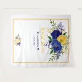 Vrijgezellenfeest van Navy Yellowish Gold Floral Wandkleed (Voorkant (horizontaal))