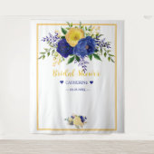 Vrijgezellenfeest van Navy Yellowish Gold Floral Wandkleed (Voorkant)