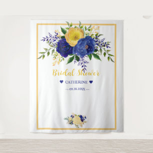 Vrijgezellenfeest van Navy Yellowish Gold Floral Wandkleed