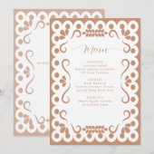 Vrijgezellenfeest van Papel Picado Boho Barro Menu (Voorkant / Achterkant)