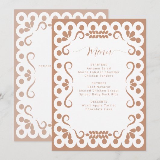 Vrijgezellenfeest van Papel Picado Boho Barro Menu (Voorkant / Achterkant)