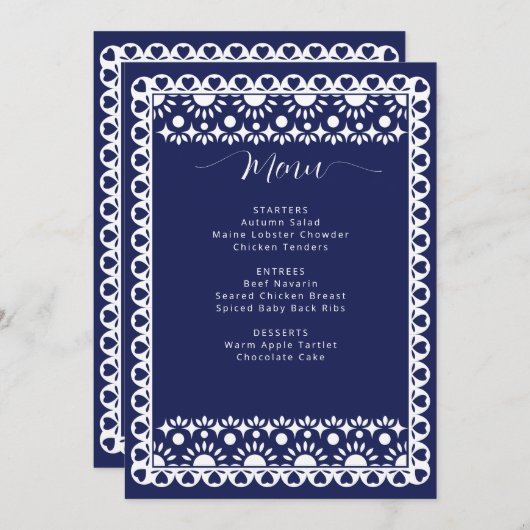 Vrijgezellenfeest van Papel Picado Boho Menu (Voorkant / Achterkant)