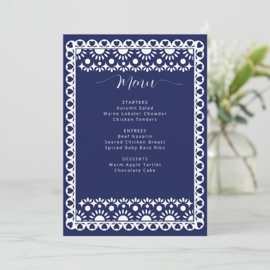 Vrijgezellenfeest van Papel Picado Boho Menu (Staand voorkant)