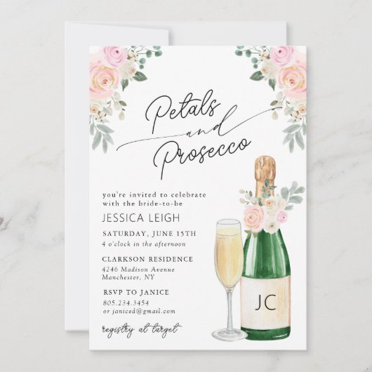 Vrijgezellenfeest van peulwijn en mousserende wijn  kaart (Voorkant)