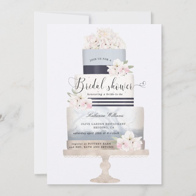 vrijgezellenfeest van preppy nautical floral cake (Voorkant)