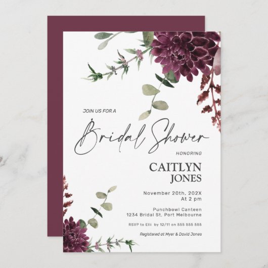 Vrijgezellenfeest van pruimen en lavendel kaart (Voorkant / Achterkant)