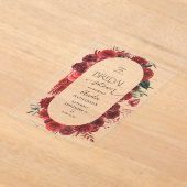 Vrijgezellenfeest van rode Floral Acryl Uitnodigingen (Laagn)