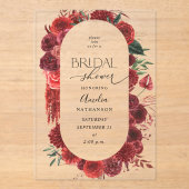 Vrijgezellenfeest van rode Floral Acryl Uitnodigingen (Voorkant)