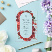 Vrijgezellenfeest van rode Floral Acryl Uitnodigingen (Insitu (Huwelijk))