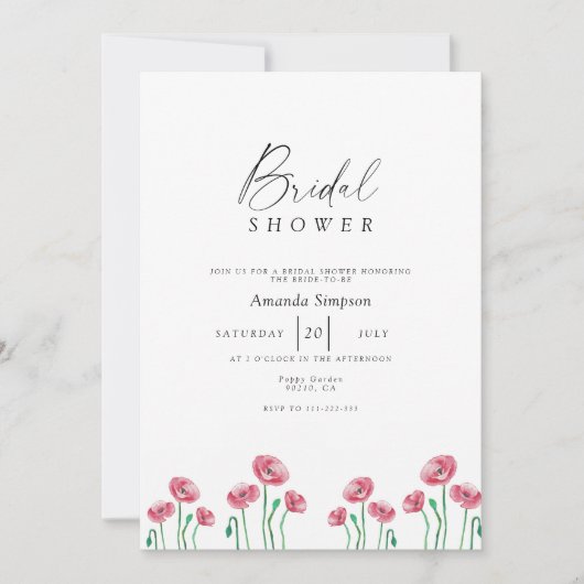 Vrijgezellenfeest van rode papaver kaart (Voorkant)