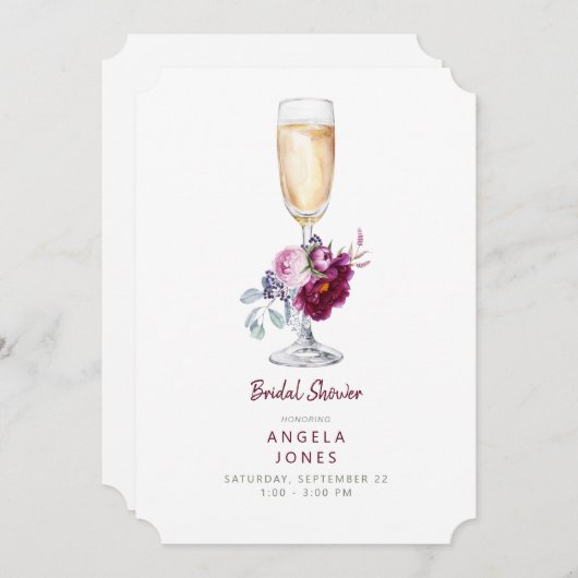 Vrijgezellenfeest van Roze en Bourgogne Peony Cham Kaart (Voorkant / Achterkant)