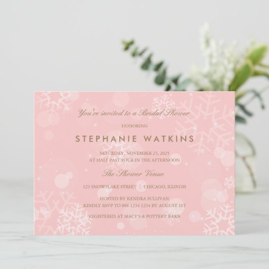 Vrijgezellenfeest van roze en witte sneeuwvlokken kaart (Staand voorkant)