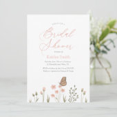 Vrijgezellenfeest van roze Floral Butterfly Kaart (Staand voorkant)